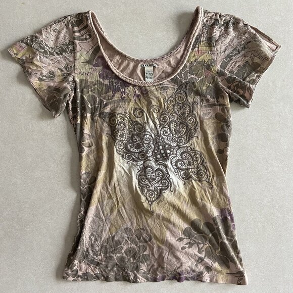 Lucky Brand Embroidered Butterfly Tee T-Shirt ALT ASO Jessica Stanley - Picture 2 of 5